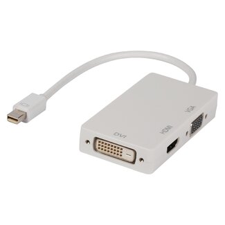 Nedis Mini DisplayPort 1.1 naar HDMI, DVI en VGA adapter / wit - 0,20 meter