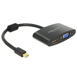 DeLOCK Premium Mini DisplayPort 1.1a naar HDMI en VGA adapter / zwart - 0,20 meter