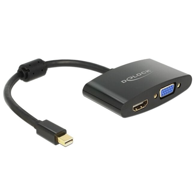 Premium Mini DisplayPort 1.1a naar HDMI en VGA adapter / zwart - 0,20 meter