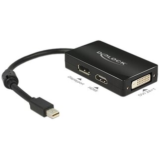 DeLOCK Premium Mini DisplayPort 1.1a naar HDMI, DVI en DisplayPort adapter / zwart - 0,15 meter