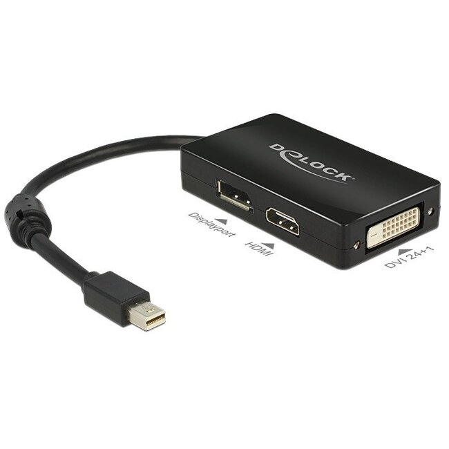 Premium Mini DisplayPort 1.1a naar HDMI, DVI en DisplayPort adapter / zwart - 0,15 meter