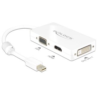 DeLOCK Premium Mini DisplayPort 1.1a naar HDMI, DVI en VGA adapter / wit - 0,15 meter