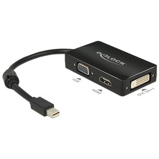 DeLOCK Premium Mini DisplayPort 1.1a naar HDMI, DVI en VGA adapter / zwart - 0,15 meter
