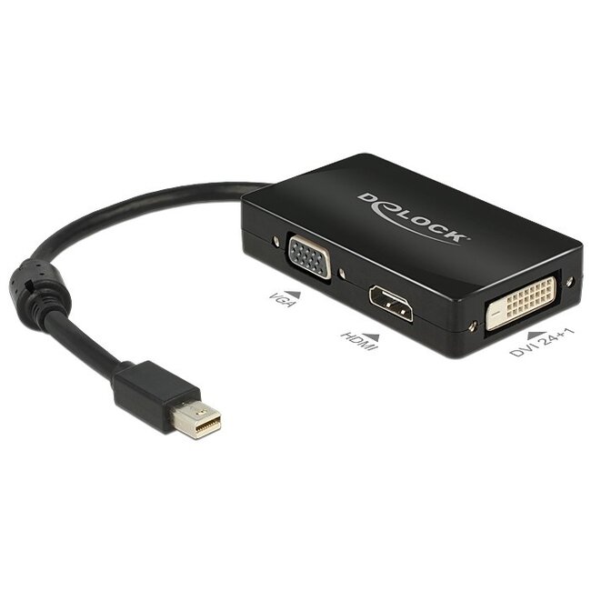 Premium Mini DisplayPort 1.1a naar HDMI, DVI en VGA adapter / zwart - 0,15 meter