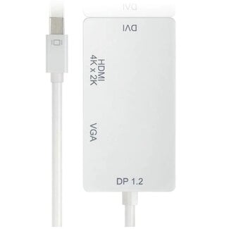 Dolphix Mini DisplayPort 1.2 naar HDMI, DVI en VGA adapter / wit - 0,15 meter