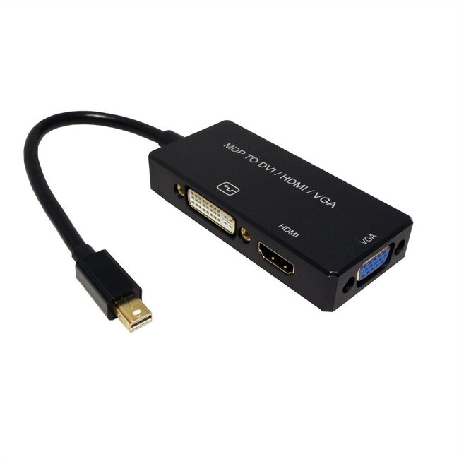 Mini DisplayPort 1.2 naar HDMI, DVI en VGA adapter / zwart - 0,15 meter