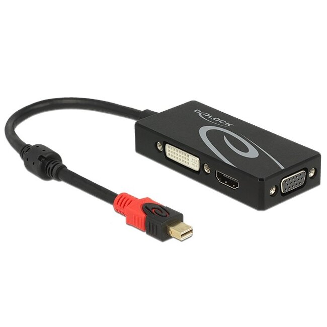 Premium Mini DisplayPort 1.2 naar HDMI, DVI en VGA adapter / zwart - 0,15 meter