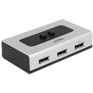 DeLOCK DeLOCK DisplayPort schakelaar 2 naar 1 - versie 1.4 (5K 60 Hz) / grijs/zwart