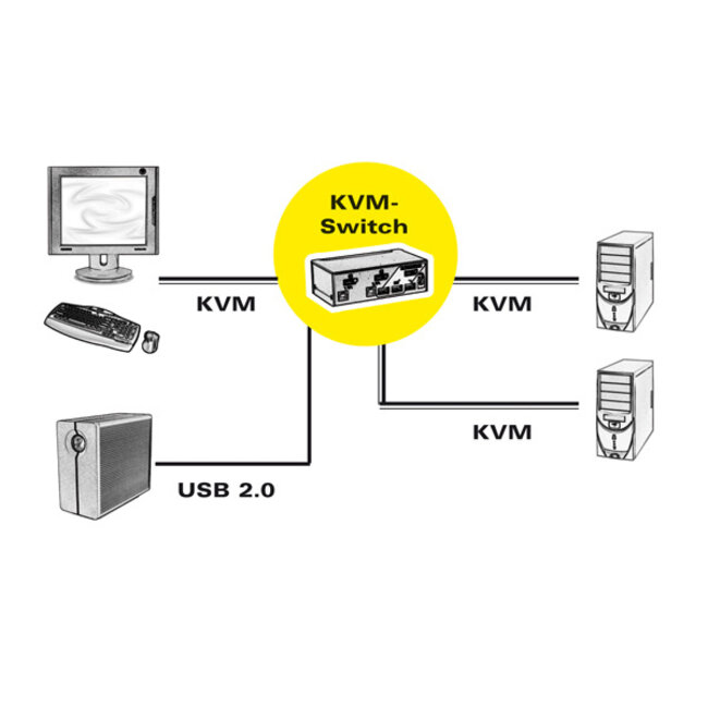 Roline 2x DisplayPort naar 1x DisplayPort KVM Switch