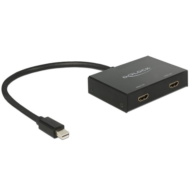 DeLOCK premium Mini DisplayPort naar 2x HDMI splitter - DP 1.2 / HDMI 1.4 (4K 30Hz) / zwart - 0,30 meter