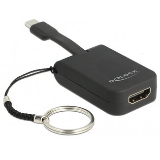 DeLOCK Premium USB-C naar HDMI adapter sleutelhanger met DP Alt Mode (4K 30 Hz) / zwart - 0,05 meter