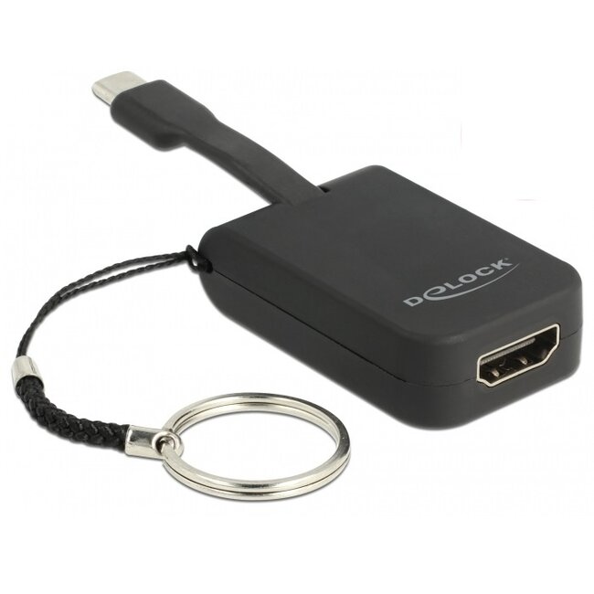Premium USB-C naar HDMI adapter sleutelhanger met DP Alt Mode (4K 30 Hz) / zwart - 0,05 meter