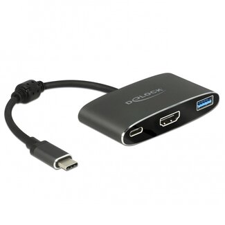 DeLOCK Premium USB-C naar HDMI, USB-A en USB-C PD adapter met DP Alt Mode (4K 30 Hz) / zwart - 0,20 meter