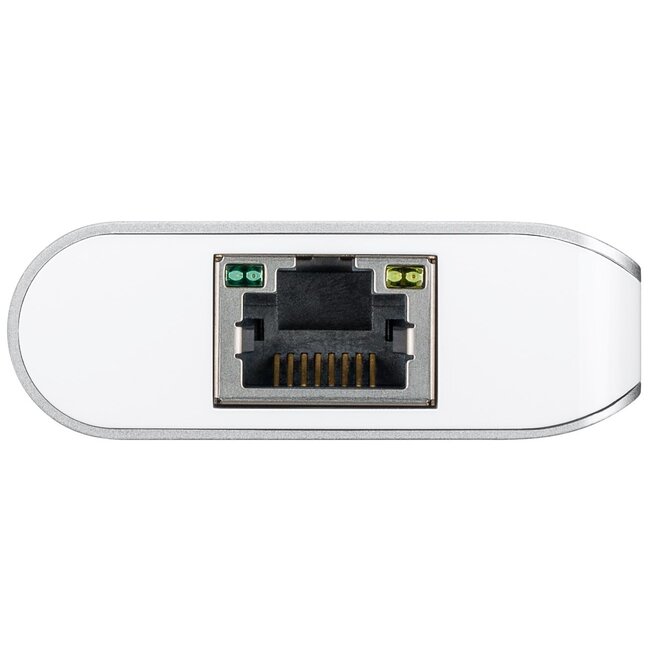 Goobay USB-C naar HDMI 4K 30Hz, 2x USB-A, USB-C PD 100W, RJ45 en SD adapter / aluminium - 0,15 meter