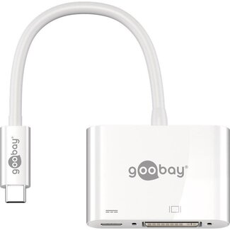 Goobay USB-C naar DVI en USB-C PD adapter met DP Alt Mode (1920 x 1200) / wit - 0,15 meter