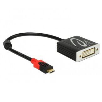 DeLOCK Premium USB-C naar DVI adapter met DP Alt Mode (1920 x 1200) / zwart - 0,20 meter