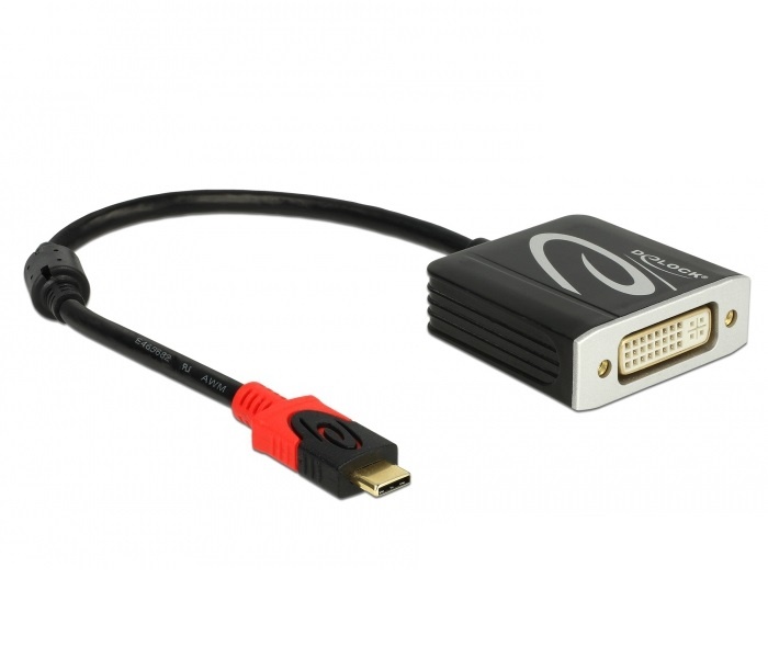 DeLOCK Premium USB-C naar DVI adapter met DP Alt Mode (1920 x 1200) / zwart - 0,20 meter