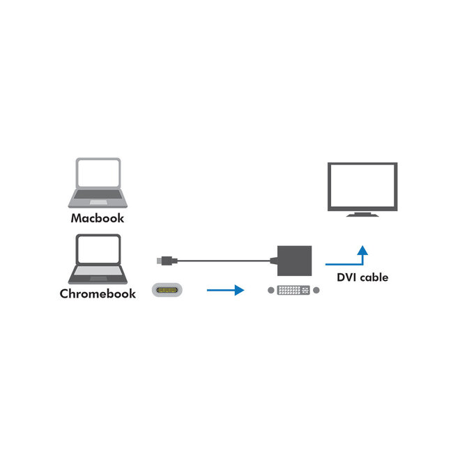 Premium USB-C naar DVI adapter met DP Alt Mode (1920 x 1200) / zwart - 0,20 meter
