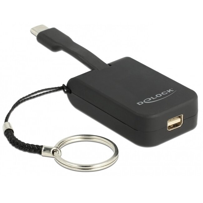 Premium USB-C naar Mini DisplayPort adapter sleutelhanger met DP Alt Mode (4K 60 Hz) / zwart - 0,05 meter