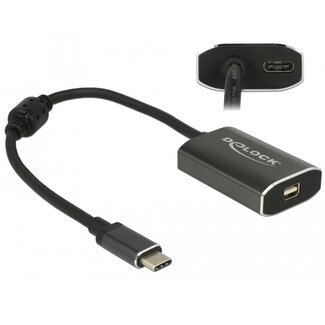 DeLOCK Premium USB-C naar Mini DisplayPort en USB-C PD adapter met DP Alt Mode (4K 60 Hz) / zwart - 0,20 meter