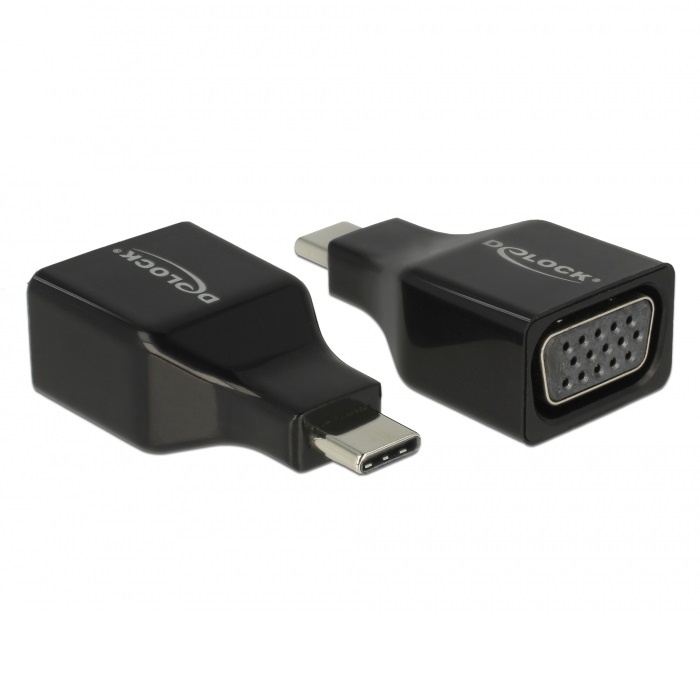 DeLOCK 63933 tussenstuk voor kabels USB Type-C VGA Zwart