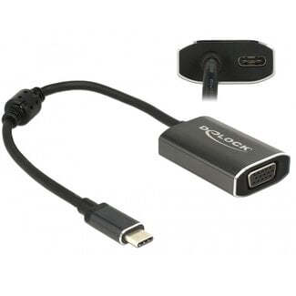 DeLOCK Premium USB-C naar VGA en USB-C PD adapter met DP Alt Mode (1920 x 1200) / zwart - 0,20 meter