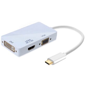 Coretek USB-C naar HDMI, DVI en VGA adapter met DP Alt Mode / wit - 0,10 meter