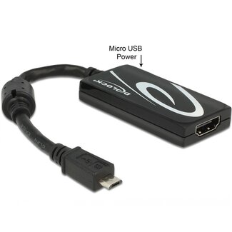 DeLOCK Premium USB Micro naar HDMI MHL3.0 4K 30Hz adapter - 5-pins / zwart - 0,20 meter