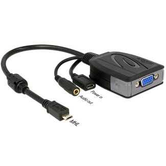 DeLOCK Premium USB Micro naar VGA MHL adapter - 5-pins / zwart - 0,20 meter