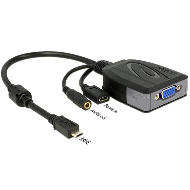 Premium USB Micro naar VGA MHL adapter - 5-pins / zwart - 0,20 meter