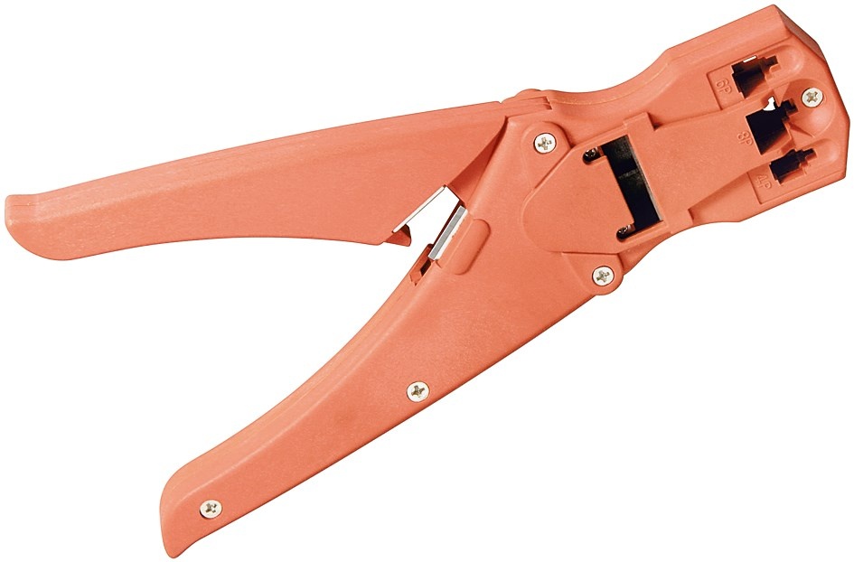 Krimptang voor RJ45, RJ12, RJ11 en RJ10 connectoren - kunststof / oranje