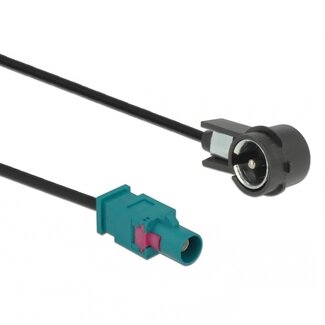 DeLOCK Fakra Z (m) - ISO (m) auto antenne adapter kabel - RG174 - 50 Ohm / zwart - 0,30 meter