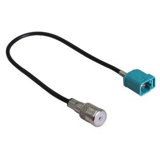 M-Use Fakra Z (v) - ISO (v) auto antenne adapter kabel - RG174 - 50 Ohm / zwart - 0,15 meter