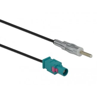 VHBW Fakra Z (m) - DIN (m) auto antenne adapter kabel - RG174 - 50 Ohm / zwart - 0,15 meter