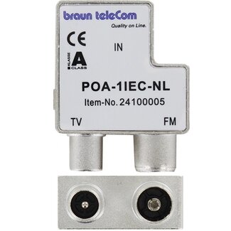 Braun Telecom Braun Telecom RTV splitter POA 1 IEC-NL met 2 uitgangen / 5-2000 MHz (Horizon Box)