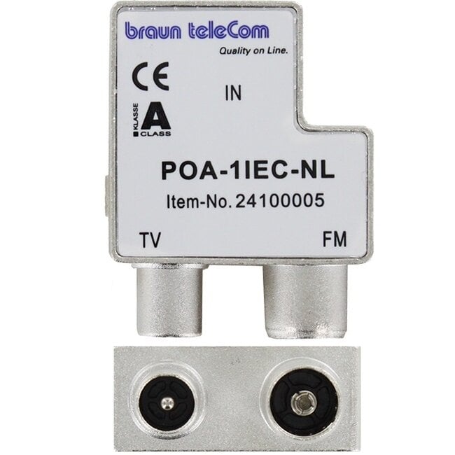 Braun Telecom RTV splitter POA 1 IEC-NL met 2 uitgangen / 5-2000 MHz (Horizon Box)