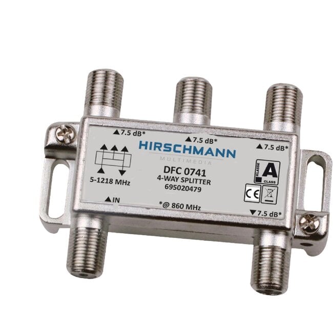 Hirschmann splitter DFC0741 met 4 uitgangen / 7,5 dB / 5-1218 MHz