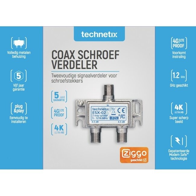 Technetix splitter ESX-02 met 2 uitgangen / 5-1218 MHz