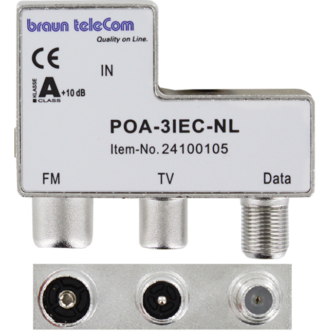 Braun Telecom POA 3 IEC-NL push on Radio/TV/Data filter