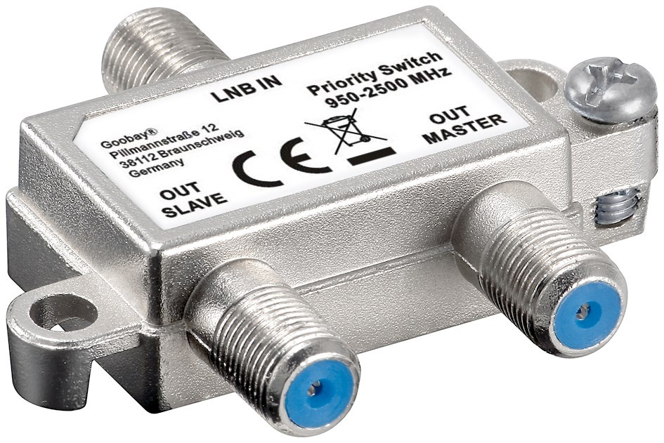 Goobay 51445. Aansluiting 1: LNB, Aansluiting 2: 2xSAT. Kleur van het product: Zilver