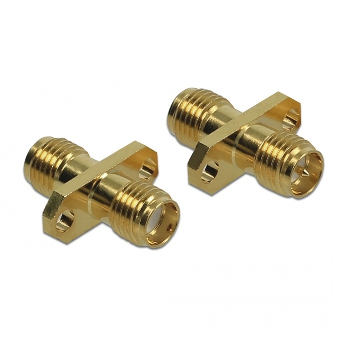 DeLOCK 89957. Aansluiting(en): SMA, RP-SMA, Kleur van het product: Goud, Contact geleider materiaal: Goud. Outer diameter: 1,6 cm, Diepte: 17,3 mm. Aantal per verpakking: 1 stuk(s)