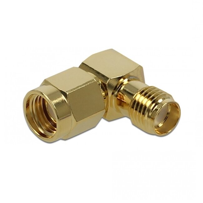 RP-SMA (m) - SMA (v) haakse adapter - 50 Ohm / 10 GHz