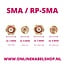 RP-SMA (v) - SMA (m) haakse adapter - 50 Ohm / 3 GHz