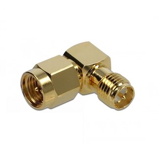 DeLOCK RP-SMA (v) - SMA (m) haakse adapter - 50 Ohm / 10 GHz