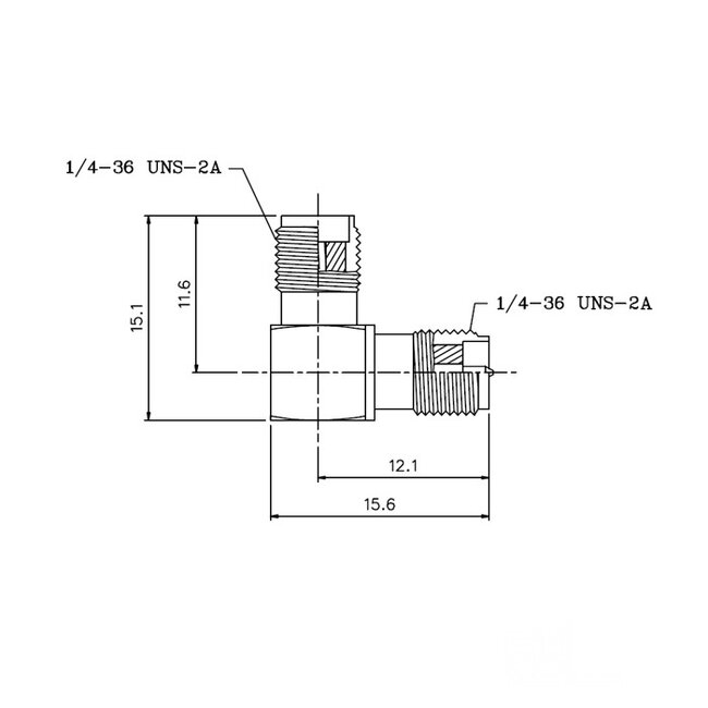 RP-SMA (v) - SMA (v) haakse adapter - 50 Ohm / 10 GHz