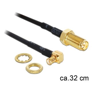 DeLOCK RP-SMA (v) - MCX (m) kabel - RG-174 - 0,30 meter