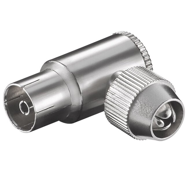 Coax IEC (v) schroef connector - metaal / haaks