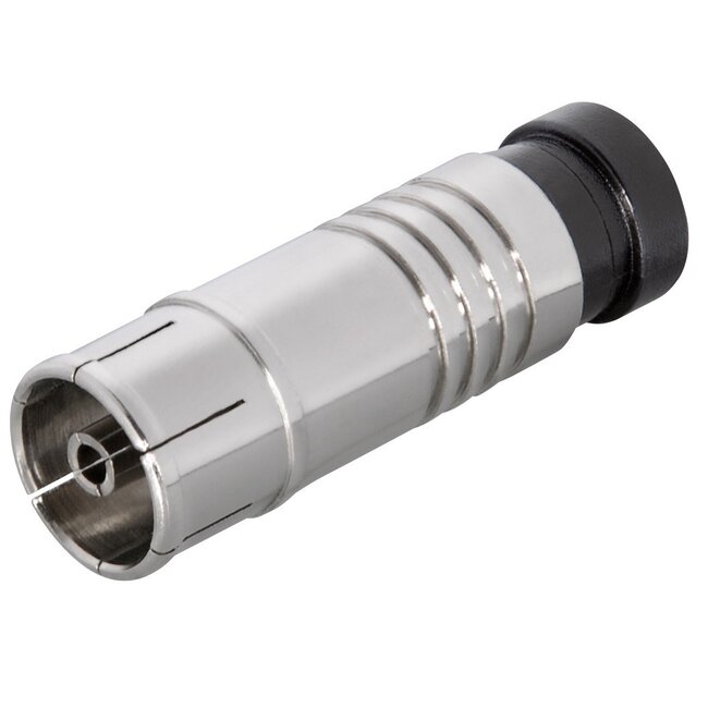 Coax IEC (v) compressie connector - metaal / recht