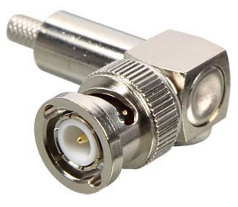 BNC (m) krimp connector voor RG58 kabel - 50 Ohm / haaks