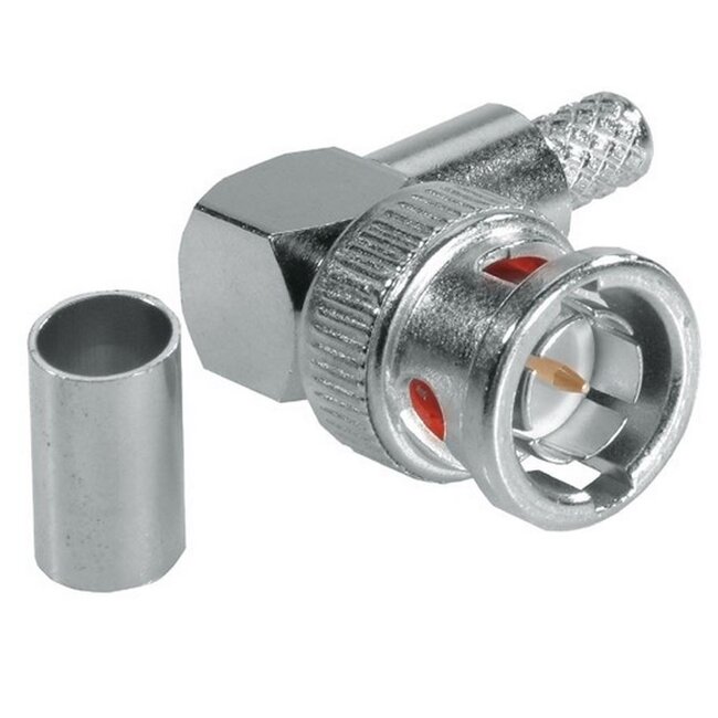 BNC (m) krimp connector voor RG59 kabel - 75 Ohm / haaks